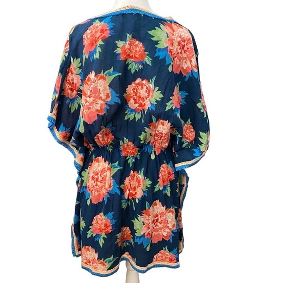 Matilda jane navy kaftan swim cover dress floral tassle medium - Picture 5 of 8